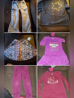 4T Girls Mixed Outfit Bundle - Purple & Denim Pieces
